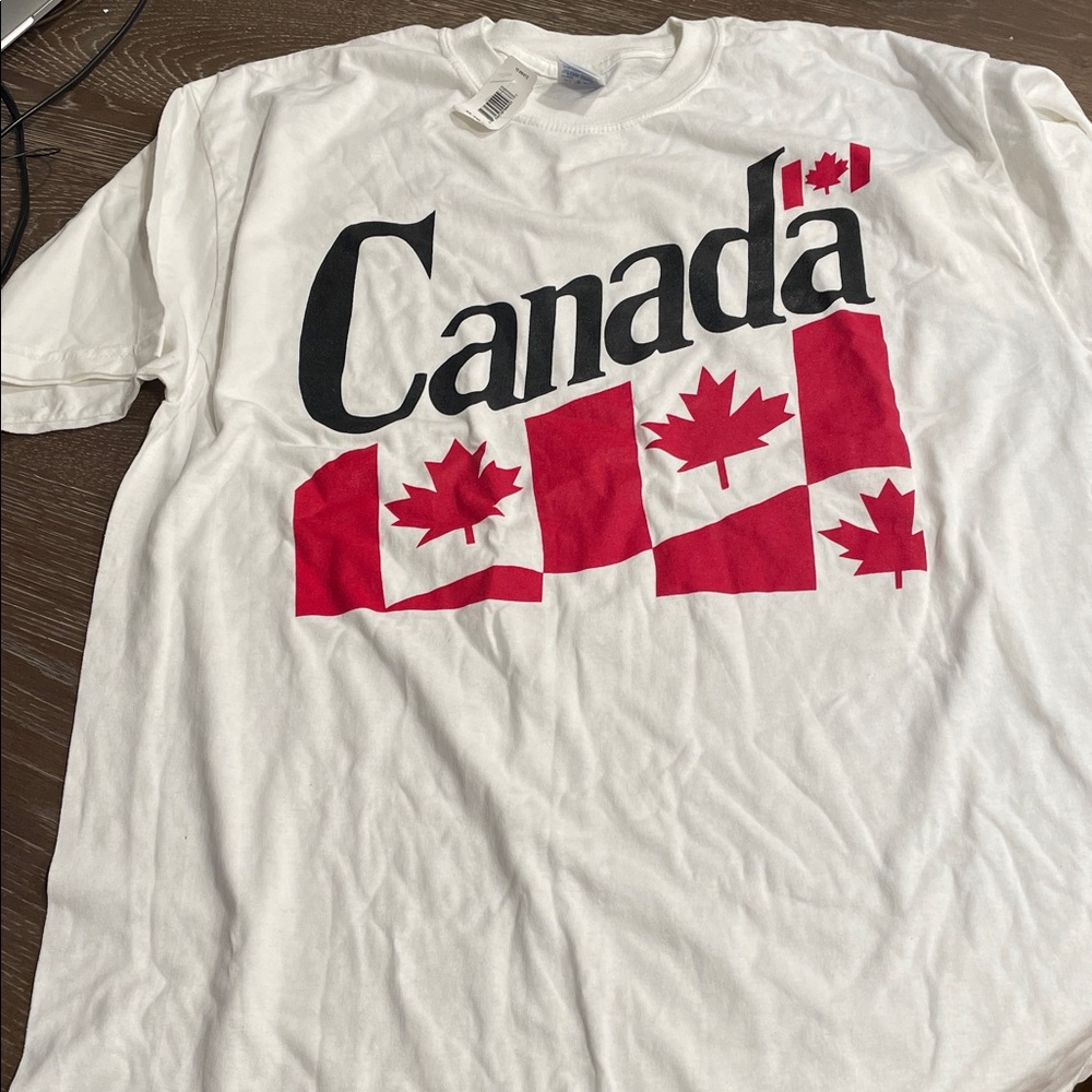 Gildan White Graphic T-Shirt Canadian Flag Red Maple Leaf Canada Vintage XL